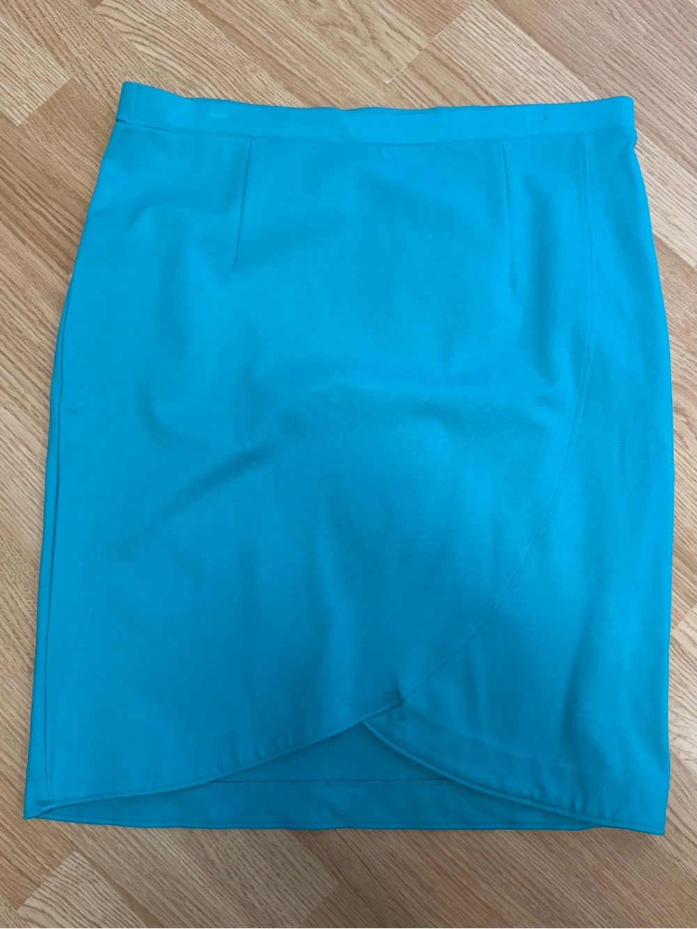 Maurices XL Turquoise Blue Tulip Wrap Pencil Skirt Pull On Stretch Career Office - Picture 5 of 8